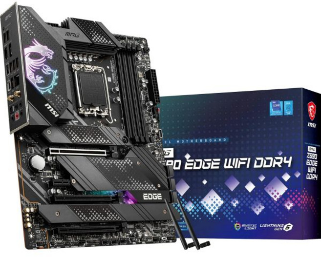 MSI MPG Z690 엣지 WiFi DDR4 게이밍 PC 마더보드(ATX 12세대 인텔 코어 LGA 1700 소켓 DDR4 PCIe 4 CFX M.2 슬롯 Wi-