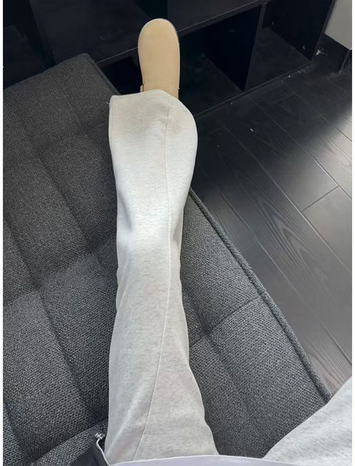 美式斜切微喇衛褲 男款秋季運動休閒褲, 1個, 白花灰2XL