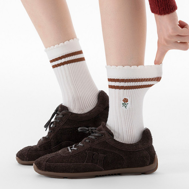 코튼위스퍼 여성 골지 패션 여성봄학생양말 5종세트