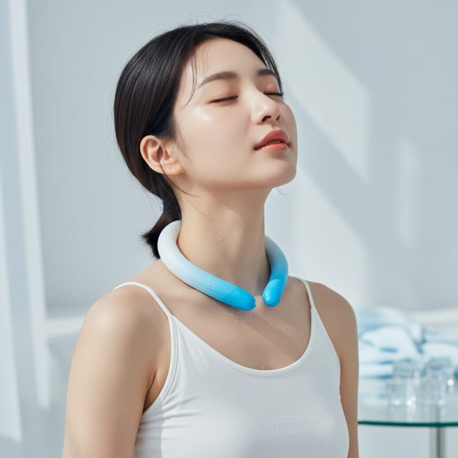 3세대 아이스 커스텀 로고 인쇄 가능 목걸이형 쿨링 수건 넥워머 넥쿨러 쿨스카프 쿨목 여름 토시, 1개, 상세페이지 참조