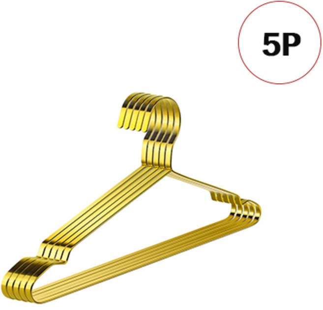 논슬립 스테인리스 옷걸이, 5개, 골드Gold