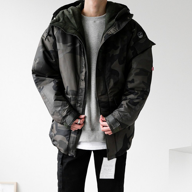 카모 방수 보드복 오버핏 빅사이즈 숏패딩 점퍼(3color)