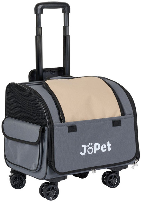 JoPet 皮可羅寵物拉桿包 兩用可背可推 可上三鐵 可拆360靜音輪胎 寵物外出包, 燕麥灰, 1個