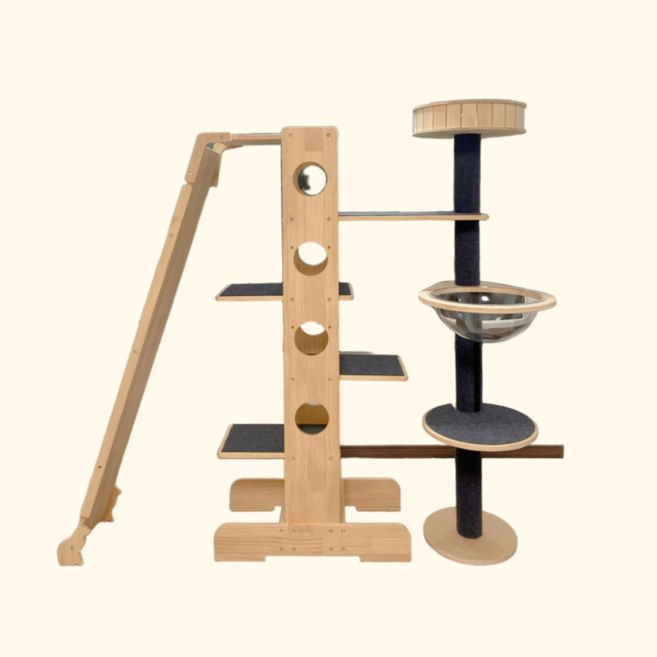 더브릭 튼튼한 캣타워 캣휠 캣폴 고양이 원목 캣워크 캣워커 타워 대형 선반 캣폴 켓타워, 1개, 중간 경사 슬라이드
