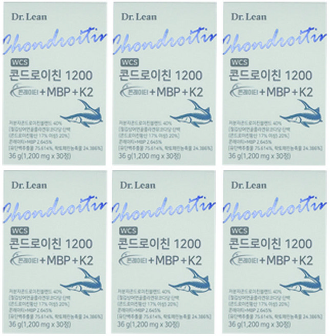 Dr.Lean 닥터린 콘드로이친 1200 콘레이티+MBP K2, 30정, 6개
