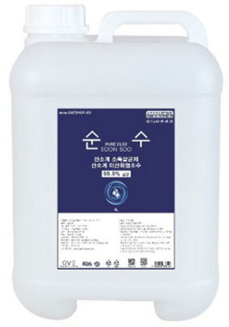Soonsoo 이산화염소수 4L살균 소독제 바이러스 살균제 소독수, 4L, 1개