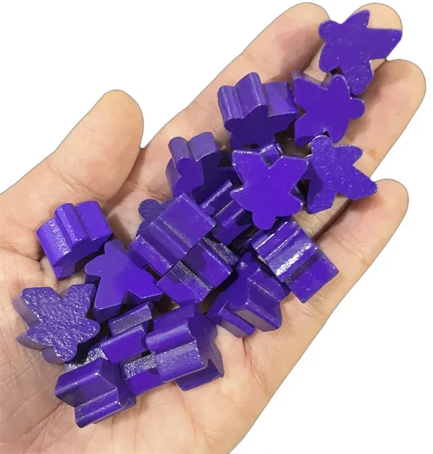100 나무 Meeples 14 색 16mm 추가 보드 게임 폰 조각 교체 탁상용 게임 구성 요소 및 업그레이드 액세서리, 02 Purple