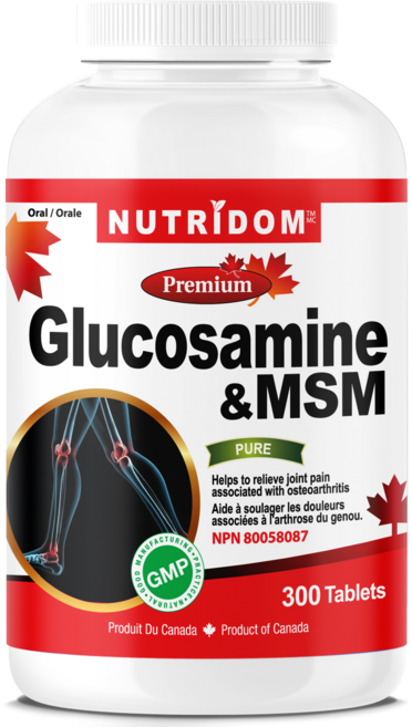 캐나다 뉴트리돔 50대 글루코사민 MSM 1000mg 콘드로이틴 콘드로이친 중년 황산염 300정 1병, 1개