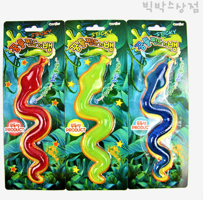 꿈틀 찐드기뱀 1p 랜덤 찰싹붙는 닌자찐득이 끈끈이 촉감놀이 동물장난감 말랑이 파충류 장난감뱀