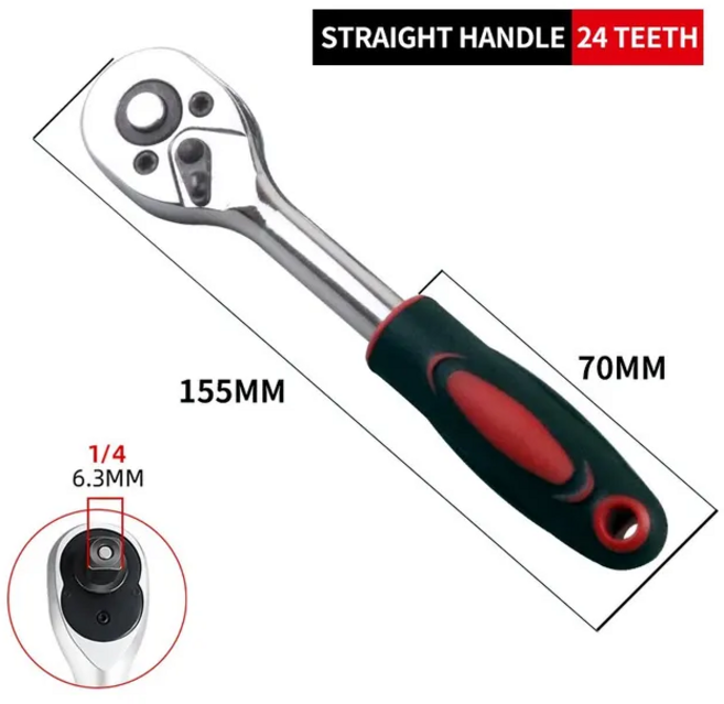 1/4 다기능 DIY 수공구 래칫 핸들 렌치 24 톱니 드라이브 소켓 도구 3/8 인치, 1개