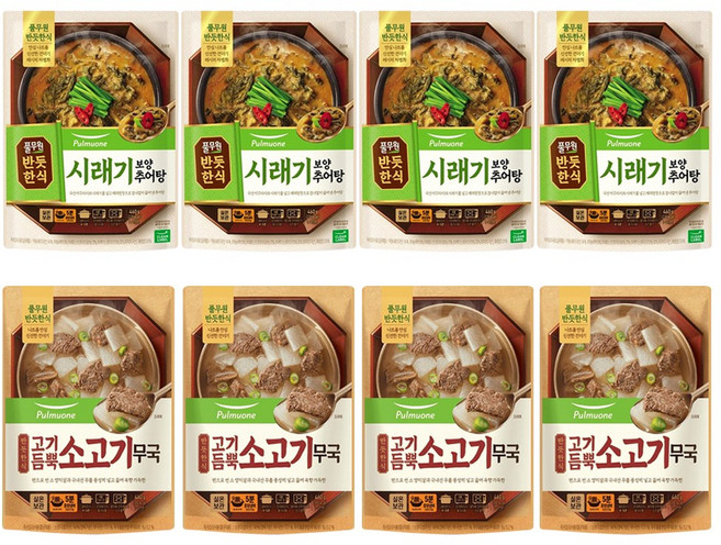풀무원 반듯한식 4개씩 (시래기 보양 추어탕 460g+고기듬뿍 소고기무국 460g), 460g