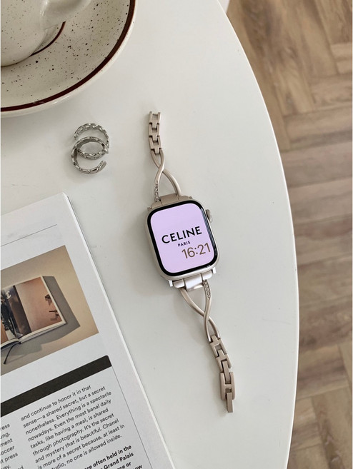 鑲鑽女士不鏽鋼錶帶 適用Apple Watch