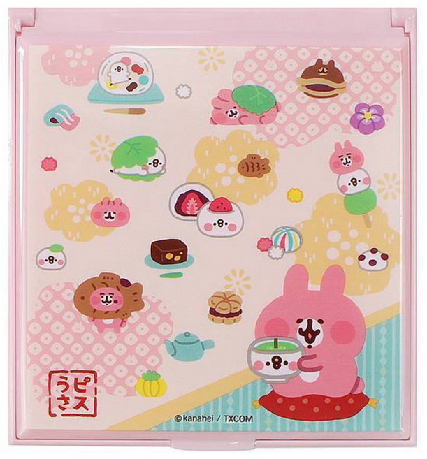 卡娜赫拉的小動物 小方鏡 隨身鏡 P助折疊立鏡 化妝鏡, 1個, 粉色