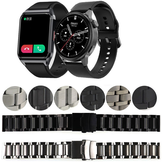 에코너 렉쏘N3 스마트워치 N1 스트랩 메탈 블랙 실버 6종 호환줄, 3. ME37BK20 블랙, 1개