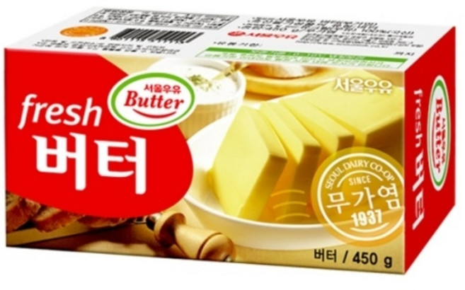 서울우유 무가염 버터 450g, 1개, 5g