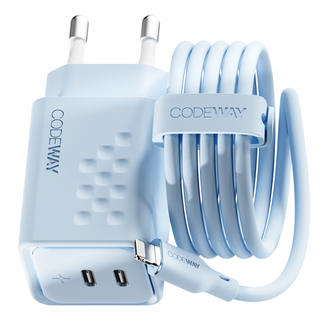 코드웨이 50W C타입 고속 충전기+ 아이폰 라이트닝 8핀 고속 충전케이블 2M, 아이스 블루, 1세트