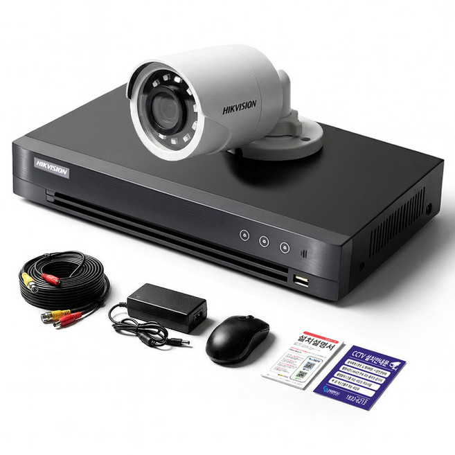 세계1위 하이크비전 200만화소 CCTV 녹화기 풀세트 HDD 1TB 하이박스 포함 보안용 카메라, 실외 카메라 1대세트, 1개