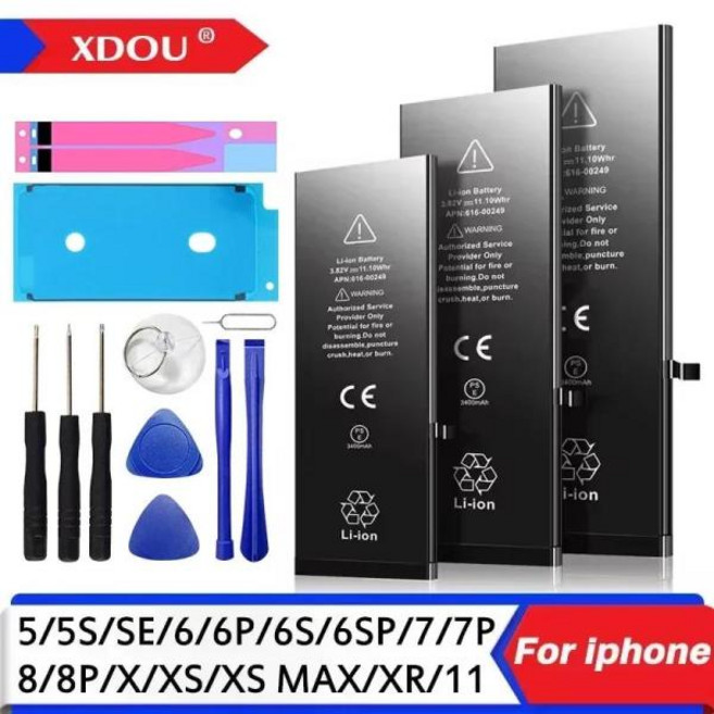 iPhone SE 5 6 6S 5S 7 8 Plus X Xs Max Xr 11 Pro 휴대 전화 용 제로 사이클 고품질 배터리 무료 도구 스티커 포함, 5)For iPhone 5S-5C