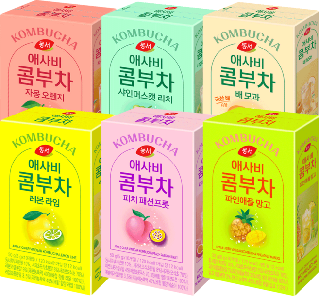 동서 애사비 콤부차 총60T(레몬라임+피치패션프룻+파인애플망고+자몽오렌지+샤인머스캣리치+배모과)