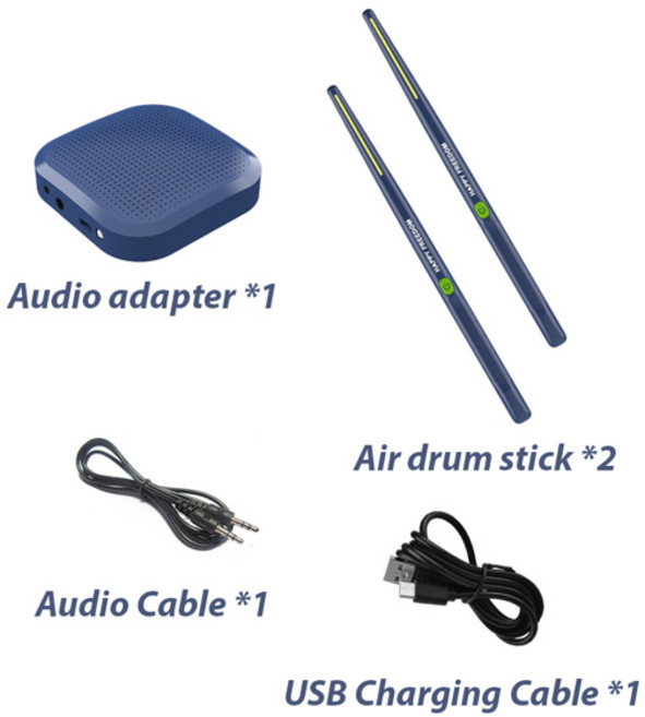 드럼스틱 휴대용 전자 드럼 스틱 에어 16D 스피커 DSP 레벨 사운드 카드 저지연 전기 리듬, [02] Navy Blue