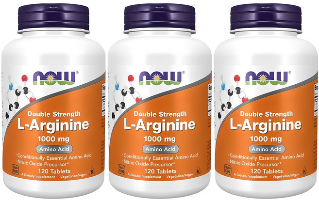 나우푸드 더블 스트랭스 L-아르기닌 1000mg 타블렛, 120정, 3개