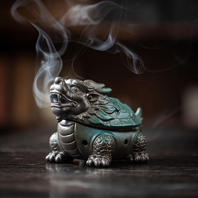 龍龜陶瓷盤香爐, 龍龜香爐 LXC, 1套, 杯具