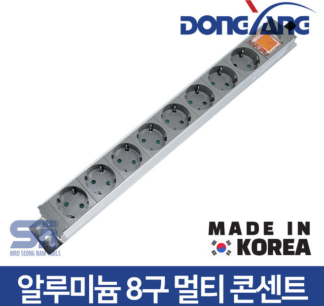 동양전자 국산 8구 서버 랙용 알루미늄 멀티 콘센트 멀티탭, 알루미늄 8구 스위치 1.5M, 1개