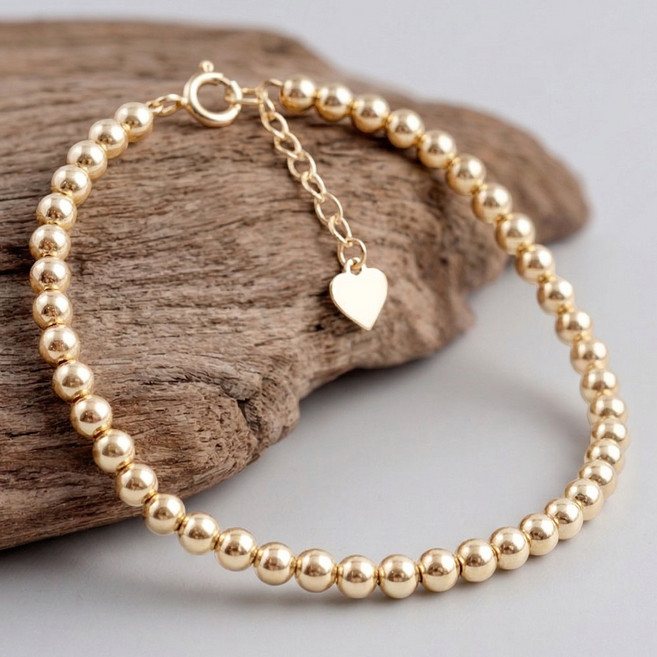 에바주얼리 14k Gold Filled 통통 골든 금 볼 팔찌 3mm 4mm