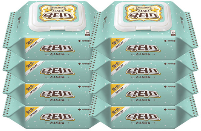 닥터스 손소독티슈 캡형 물티슈, 30매, 8개