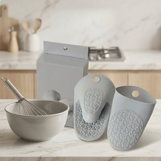 (주)에이스샵 실리콘 내열장갑 2개입 주방 실리콘 냄비 손잡이, 그레이, 1개