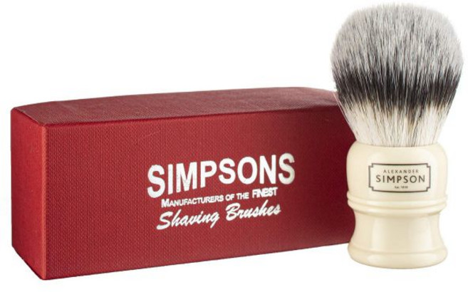 심슨 트라팔가 2 면도 브러시 - T2 합성 섬유 인조 손잡이 아이보리 습식 디럭스 두껍고 고급스러운 가죽 밀도의 엑스트라 소프트