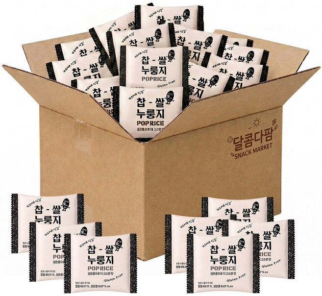 검은콩으로 더 고소한 찹쌀 누룽지 무가당 스낵 개별포장, 20개, 25g
