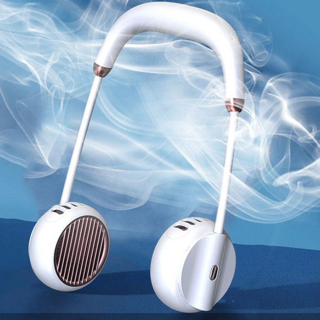 에코럭키 접는 휴대용 넥밴드선풍기 플랙시블 핸즈프리 목걸이 선풍기, 넥밴드 선풍기 핑크