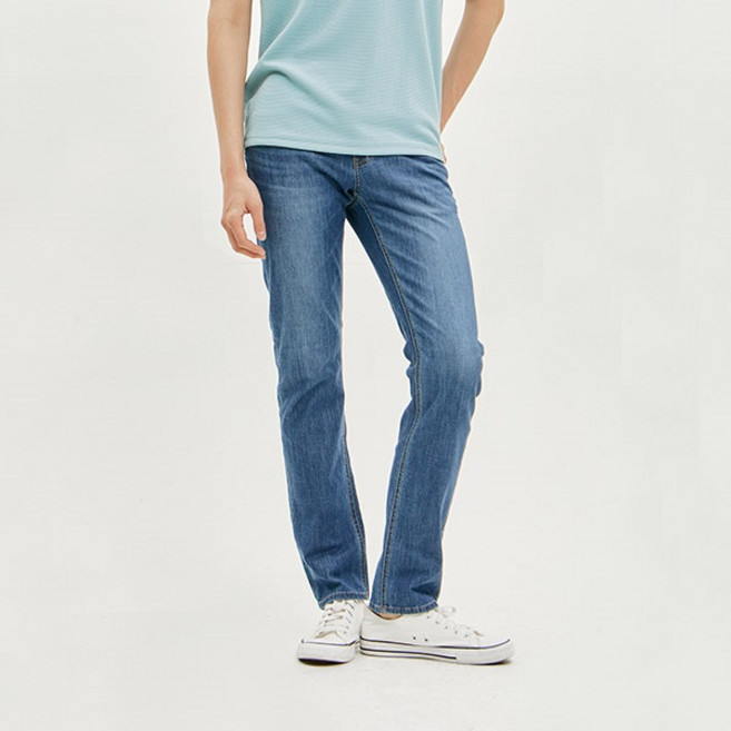 [잠뱅이] 남성 쿨맥스 밴드 워싱 타이트 미디엄블루 데님 팬츠 미디엄블루