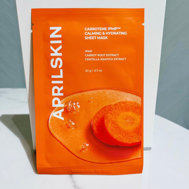 Aprilskin 胡蘿蔔IPMP水分舒緩面膜 金盞菊補水面膜 20g/片 (有中文標示), 1個, 胡蘿蔔IPMP水分舒緩面膜/片, 1