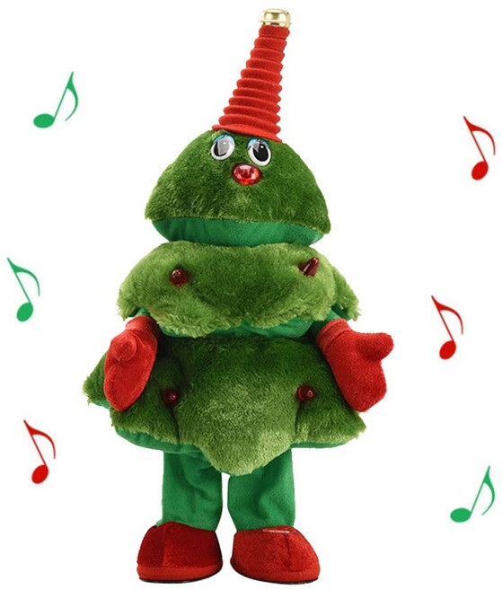 크리스마스 댄싱 트리 인형 11곡 캐롤 플레이 장난감 인형 선물, 1개, 노래하는 댄싱 트리, 40cm