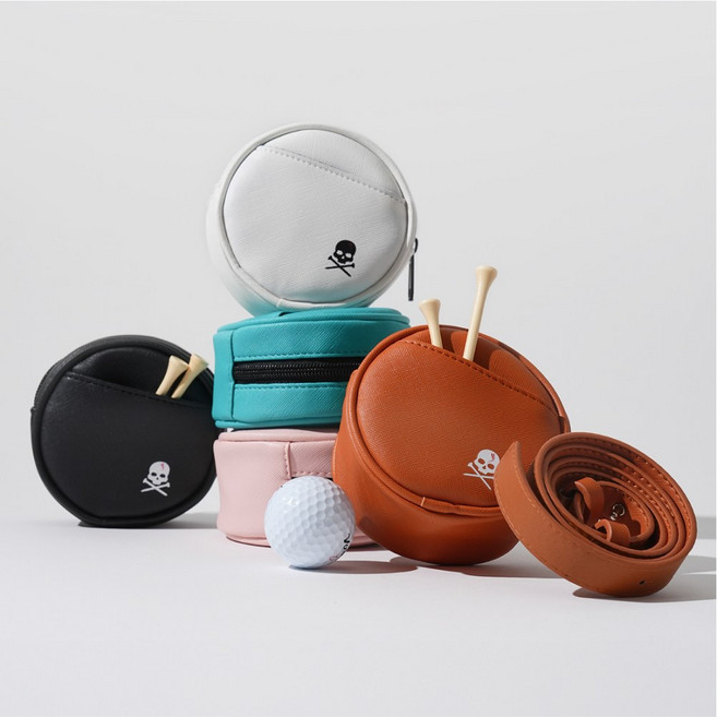 [골프 델루나] 스컬 골프볼 주머니 파우치&벨트, 블랙