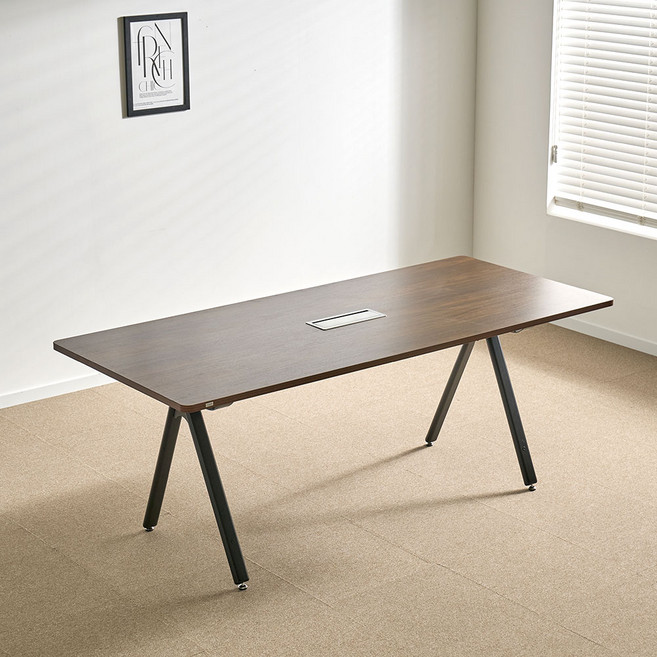 TS-11 LPM 회의테이블 중앙타공 1800x900 미팅 다용도, 블랙프레임, 오크