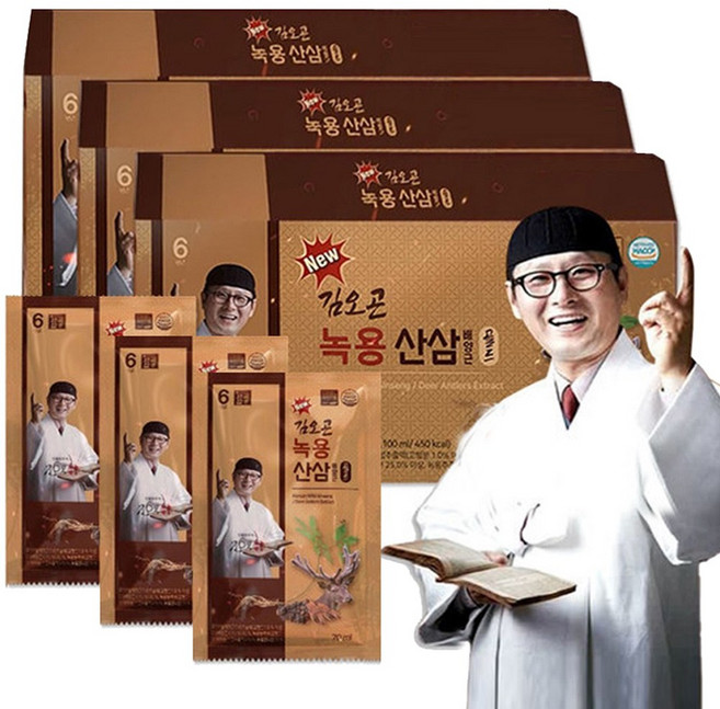 더진한 김오곤 녹용 산삼 배양근 골드 90포 + 침향환 10환 (3개월분), 3박스