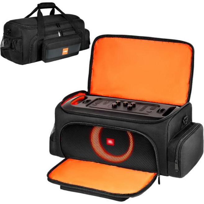 JBL PartyBox On The Go 스피커와 호환되는 휴대용 케이스 OnTheGo Essential 파티 스피커에 맞는 여행용 보관 가방 케이스만 제공 어깨끈 없음, Black+Orange