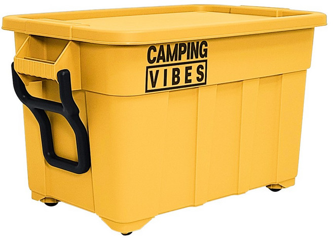 캠핑바이브스 멀티카고박스 기본구성 캠핑박스 토트박스, 1단, 1개, 옐로우, 75리터, 화이트스티커