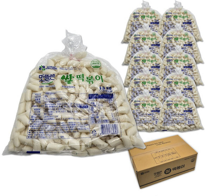 [박스] 맛플랜 비비푸드 쌀 떡볶이 떡 (절단) 1.5kg X 10개