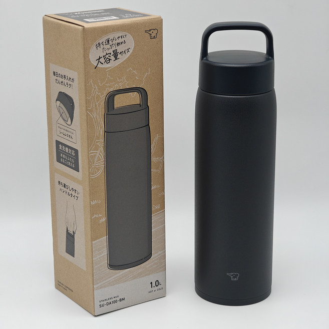 象印不銹鋼真空吊環保溫杯 SU-DA80 SU-DA100, 碳黑色BM, 1個, 1000ml