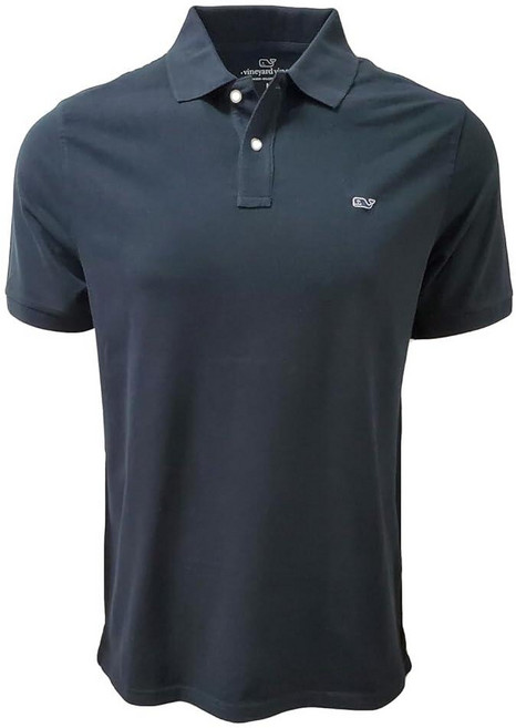 Vineyard vines 남성용 스트레치 피케 폴로 셔츠 제트 블랙