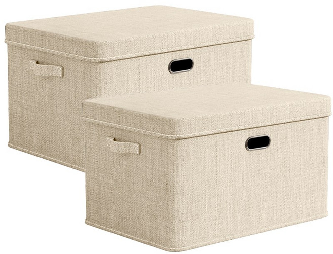 레디보드 린넨 수납정리함 접이식 리빙박스 2개, 린넨 베이지