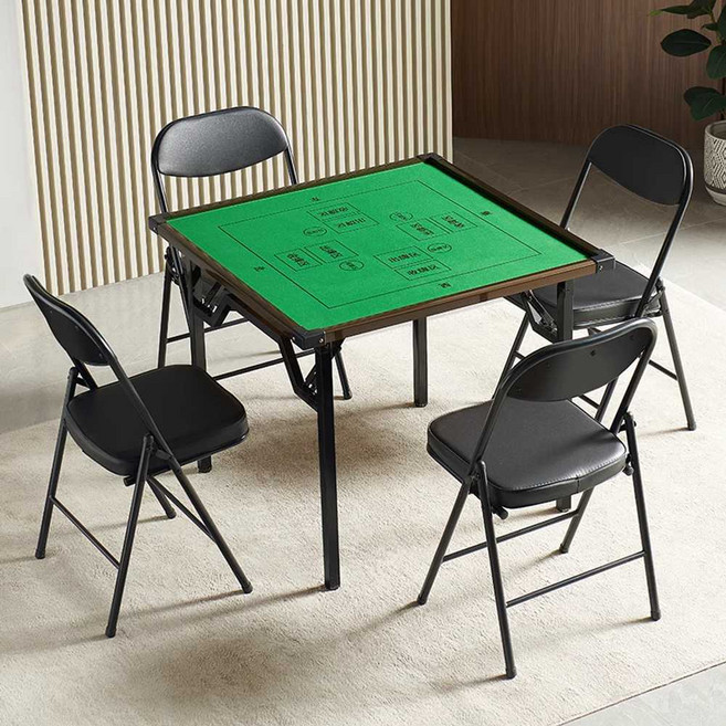 접이식 마작 테이블 카펫 탁자 화이트 고스톱 80평방 다이 녹색 기숙사 판 화투 책상 폴딩, 1개, 1. 80x80 테이블+의자4