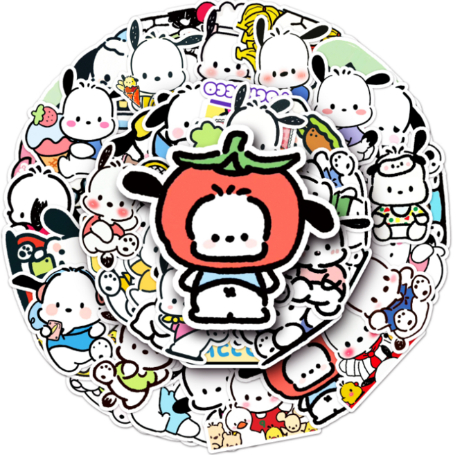 산리오 라부부 교동 캐리어 노트북 여행 방수 스티커 50 p 세트, 50p, 포차코