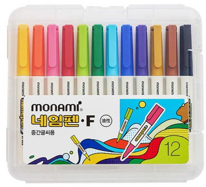 모나미 중간 글씨용 네임펜 F 12종 세트, 12색, 1개