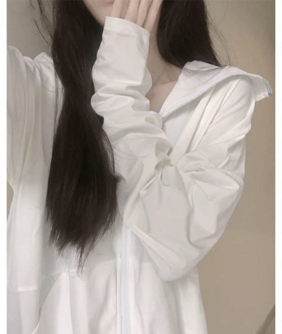 DIU 冰絲連帽防曬衣女新款防紫外線夏季薄款寬鬆外套防曬開衫, L(110-125斤)