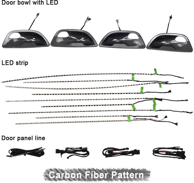 BMW F10 용 LED 조명 자동차 액세서리 인테리어 장식 RGB 부품 네온 스트립 차량, 03 Carbon Fiber Pattern